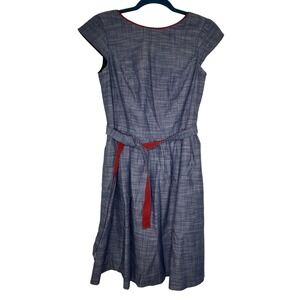 Brooks Brothers Women's Chambray Denim Belt Fit Flare Classic Dress Sz 2 Fall‎